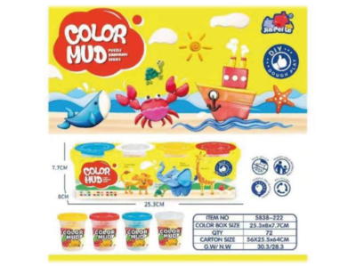 Масса для лепки Color-Mud, набор 4шт, формочки в комплекте.  [цена за уп.]