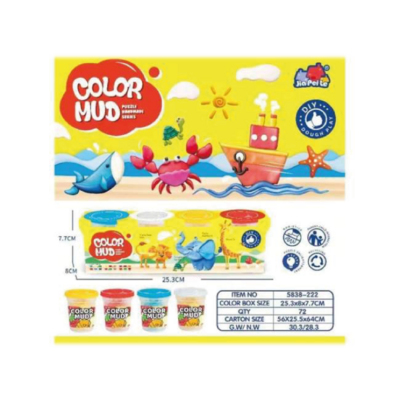 Масса для лепки Color-Mud, набор 4шт, формочки в комплекте.  [цена за уп.]